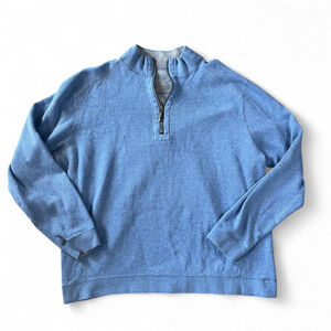 Tommy Bahama Blue Quarter Zip Cozy Sweater Extra Large Mens Crewneck